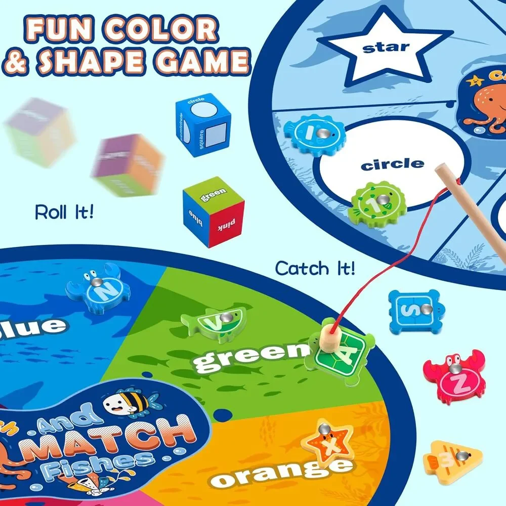 Wooden Magnetic Fishing Game – ABC & Numbers Learning Toy for Kids 3+
